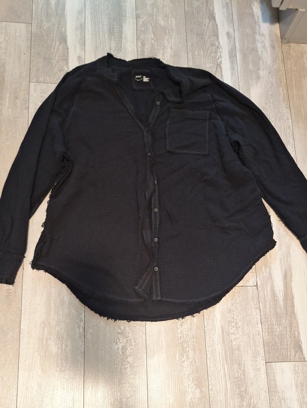 AerieWomen  Black Muslin Button-Up Beach Cover Up With Shorts Set  Size Medium